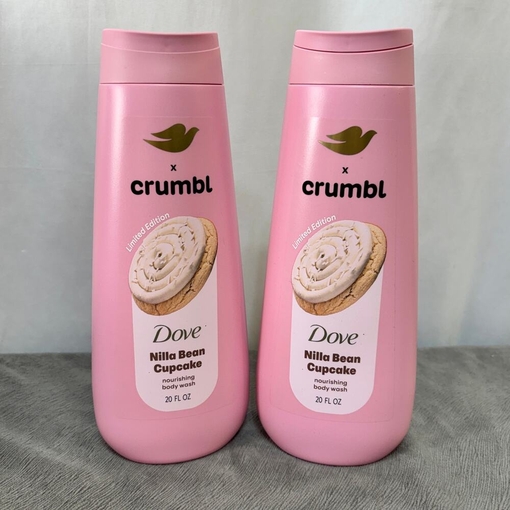 Nilla Bean Cupcake Crumbl x Dove Nourishing Body Wash 20 Oz Lot of 2 New